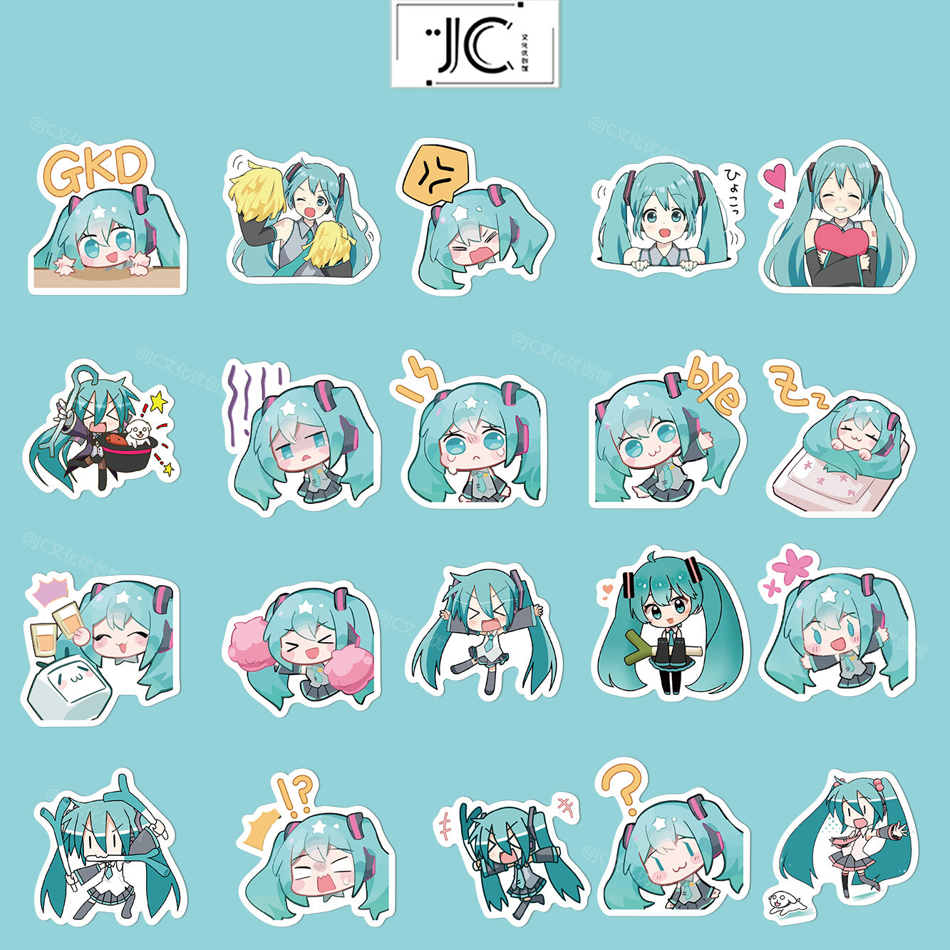 Chibi version of Hatsune Miku stickers, anime decorative waterproof stickers