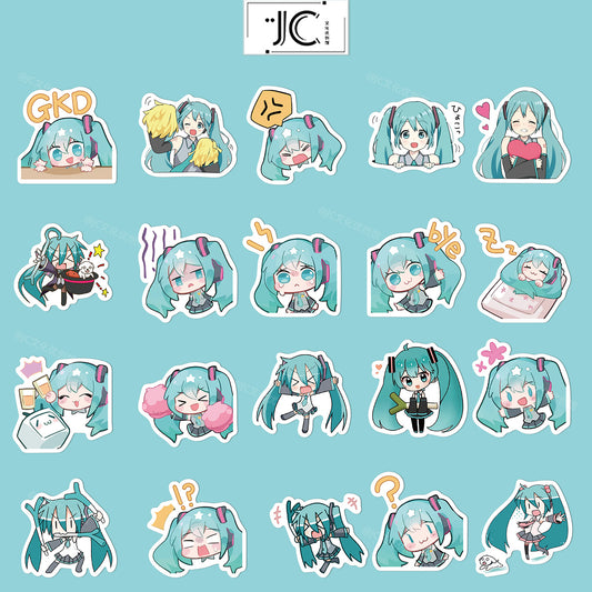 Chibi version of Hatsune Miku stickers, anime decorative waterproof stickers