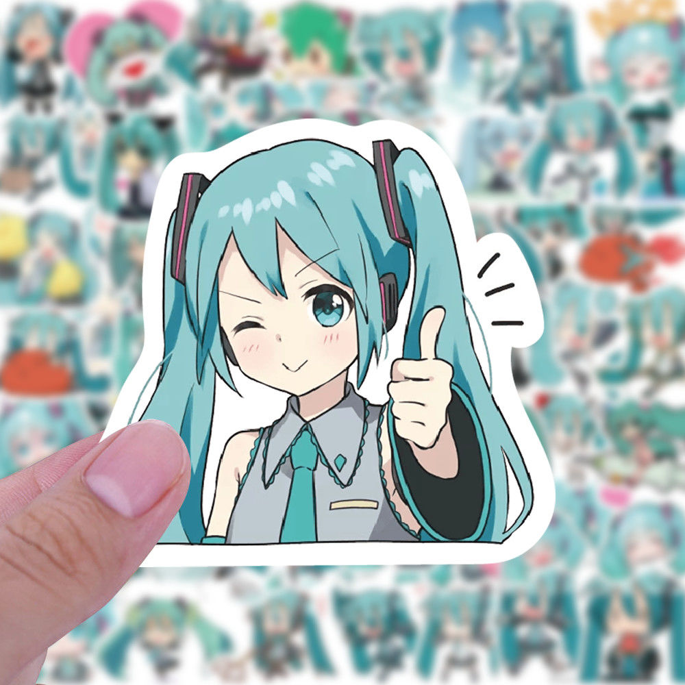 Chibi version of Hatsune Miku stickers, anime decorative waterproof stickers