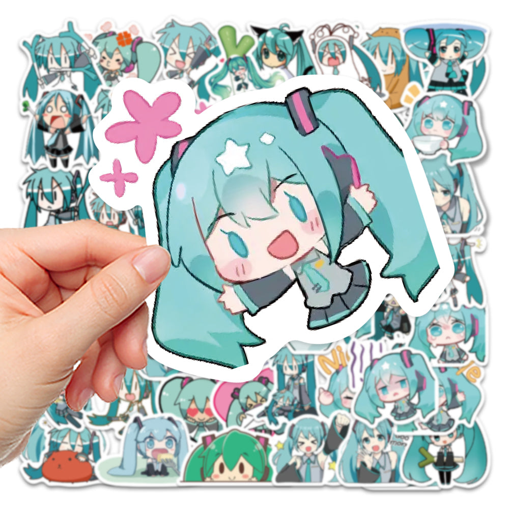 Chibi version of Hatsune Miku stickers, anime decorative waterproof stickers