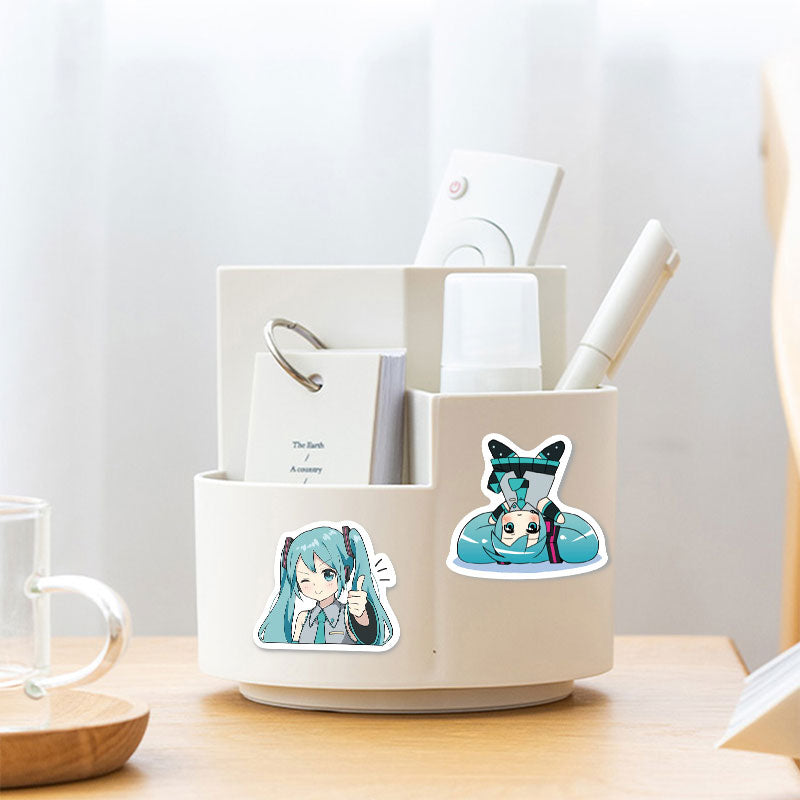 Chibi version of Hatsune Miku stickers, anime decorative waterproof stickers