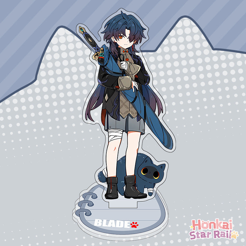 Honkai Star rail cat standing sign, cat, Blade, Sliver Wolf,Luocha