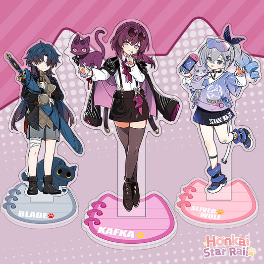 Honkai Star rail cat standing sign, cat, Blade, Sliver Wolf,Luocha