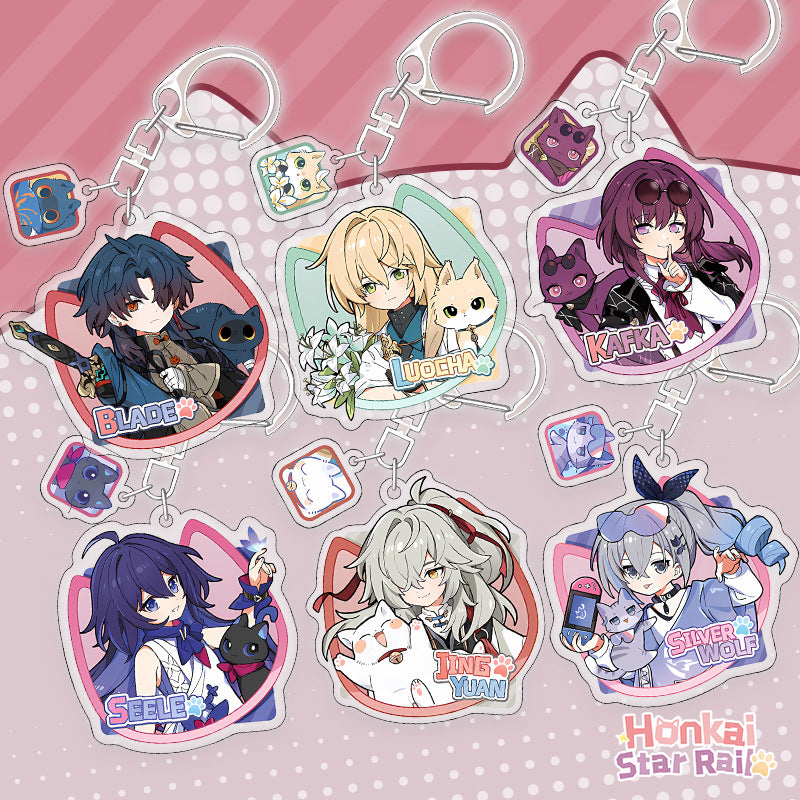 Honkai Star rail cat standing sign, cat, Blade, Sliver Wolf,Luocha